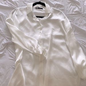 Zara Silk Flowy White